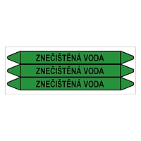 Značení potrubí, znečištěná voda,3 ks, 355 × 37 mm